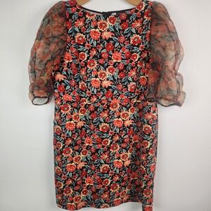 Torrid Mini Scuba Crepe‎ Organza High Neck Puff Sleeve Dress Size 16